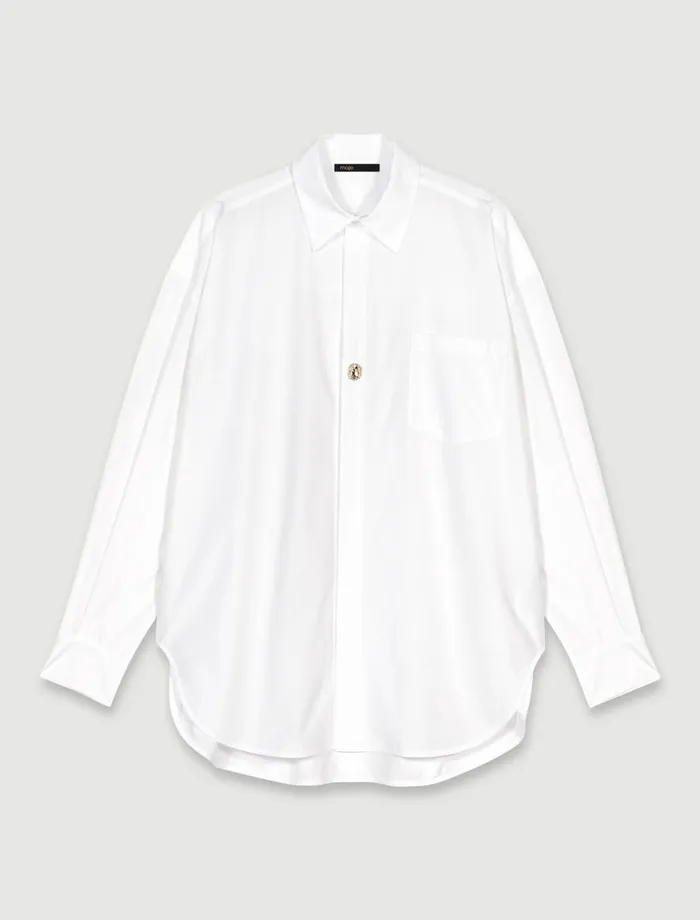 Tops and Shirts Women Maje Oversized Poplin Shirt White