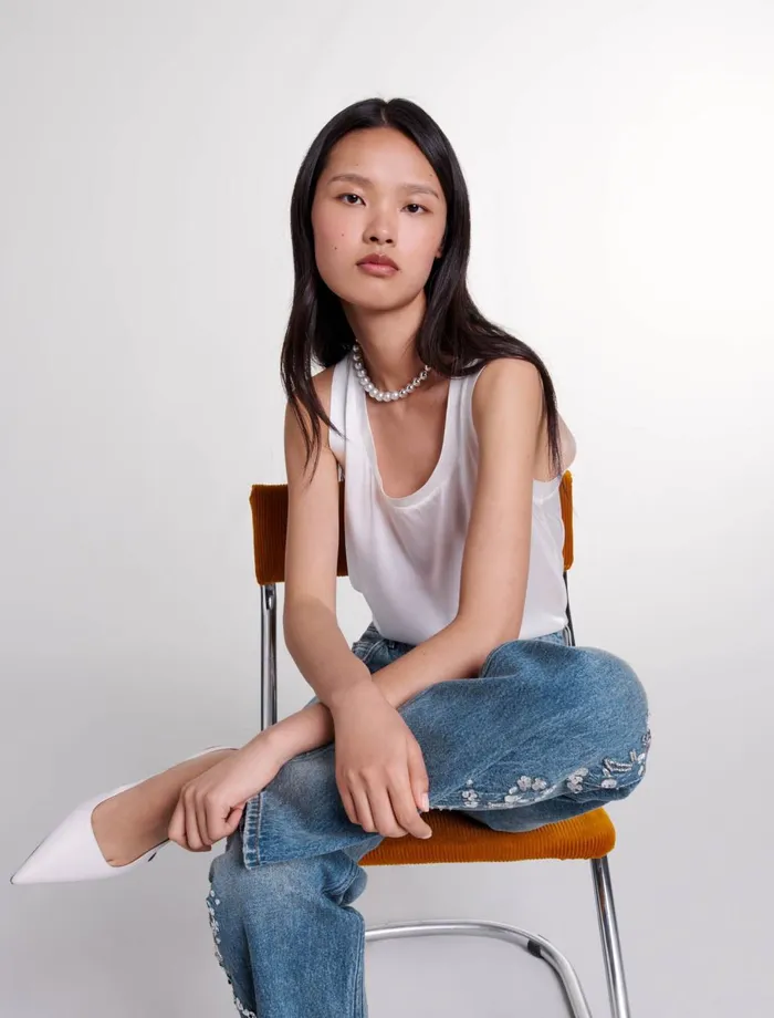 Tops and Shirts Women Maje Silk Tank Top White