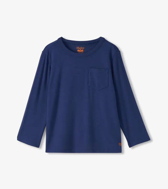 Tops Boys Hatley Boys Patriot Blue Long Sleeve Bamboo TShirt