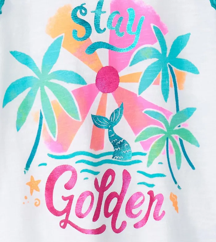 Tops Girls Hatley Girls Stay Golden Ruffle Sleeve Tank Top