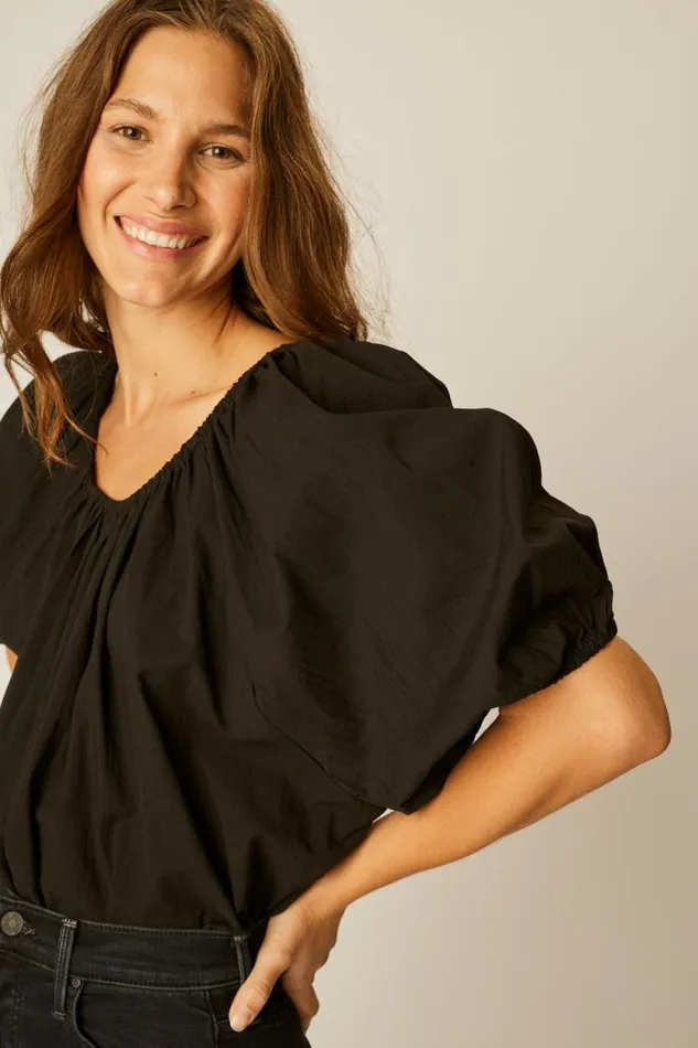 Tops Shop Natalie Martin ELLA TOP Black Flat Cotton
