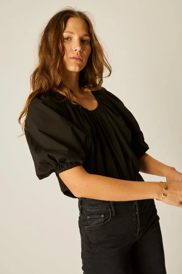 Tops Shop Natalie Martin ELLA TOP Black Flat Cotton