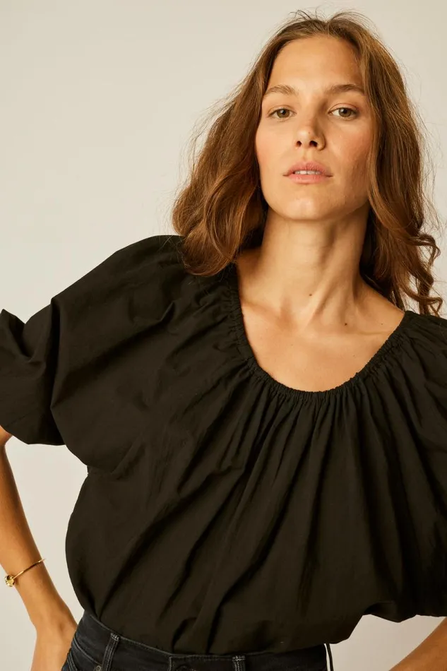 Tops Shop Natalie Martin ELLA TOP Black Flat Cotton