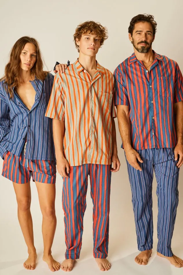 Tops Shop Natalie Martin KEVIN SHIRT Batik Stripe Blood Orange