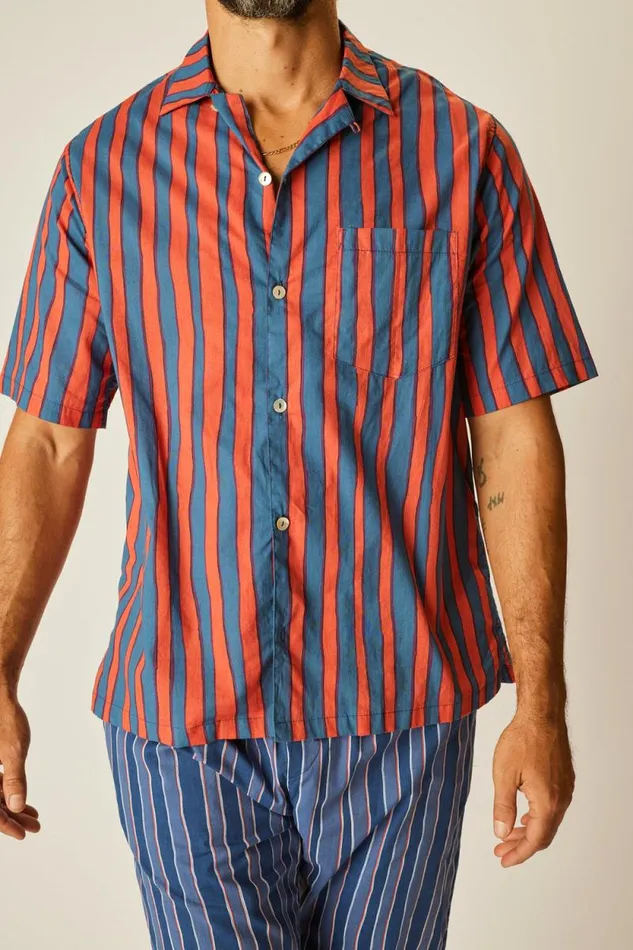 Tops Shop Natalie Martin KEVIN SHIRT Batik Stripe Blood Orange