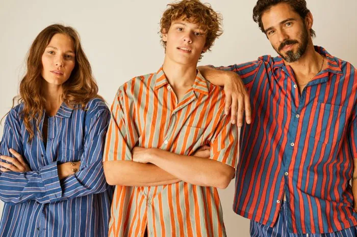 Tops Shop Natalie Martin KEVIN SHIRT Batik Stripe Blood Orange