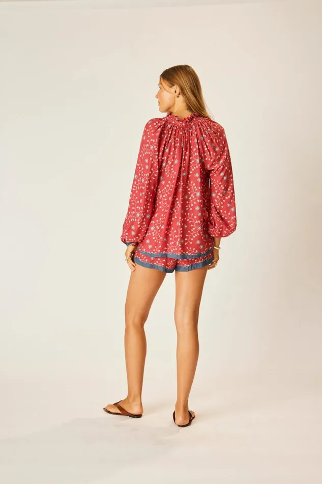 Tops Shop Natalie Martin PENNY BLOUSE Pinwheel Barn Red