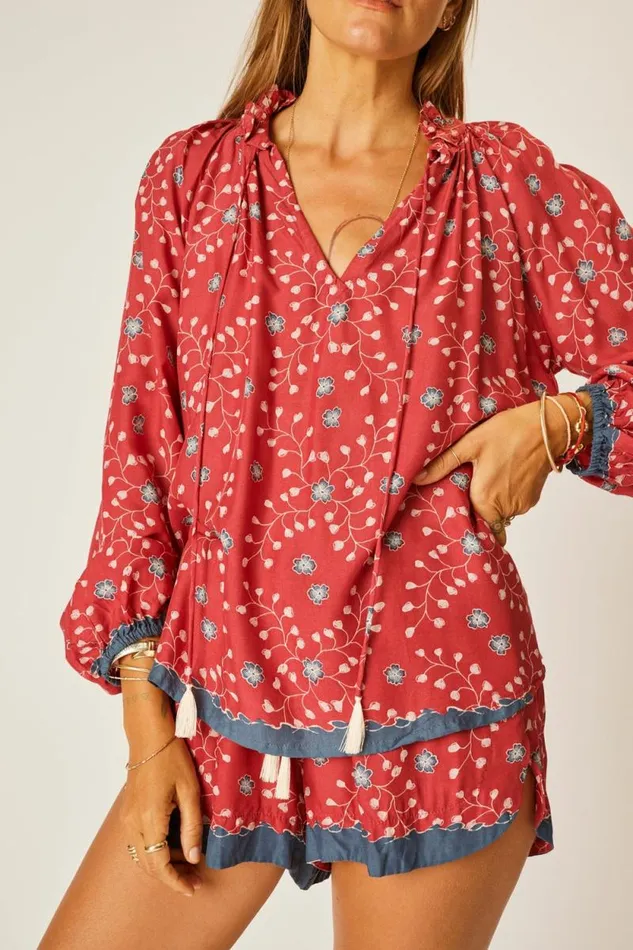 Tops Shop Natalie Martin PENNY BLOUSE Pinwheel Barn Red
