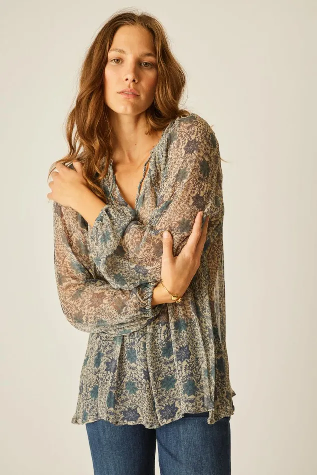 Tops Shop Natalie Martin PENNY BLOUSE Snowflake Sea