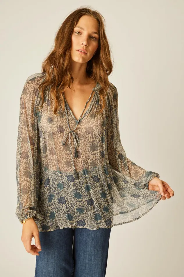 Tops Shop Natalie Martin PENNY BLOUSE Snowflake Sea