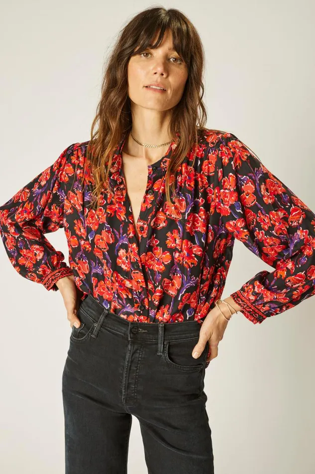 Tops Shop Natalie Martin TOLAN SHIRT Silk Watercolor Onyx