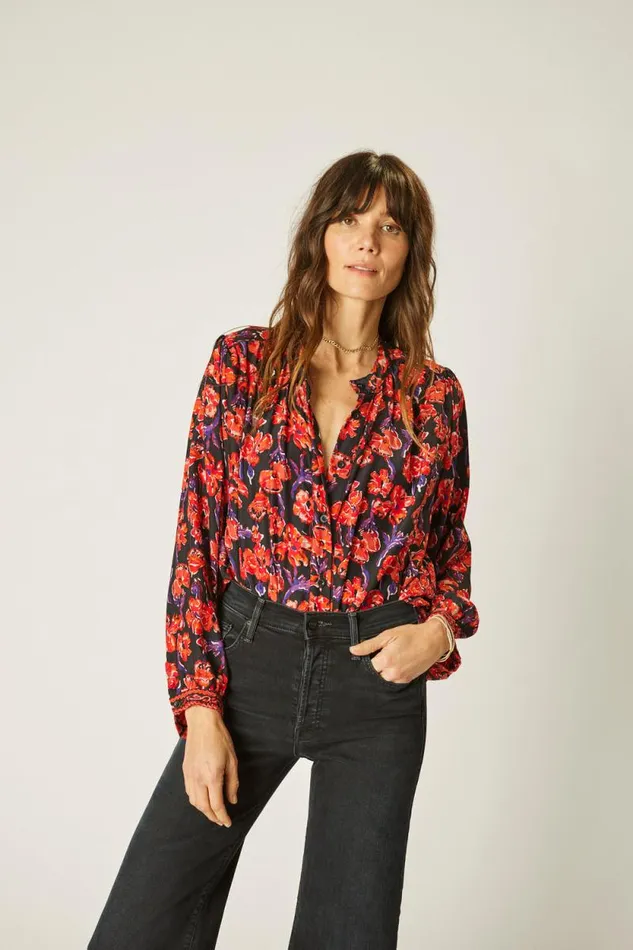 Tops Shop Natalie Martin TOLAN SHIRT Silk Watercolor Onyx
