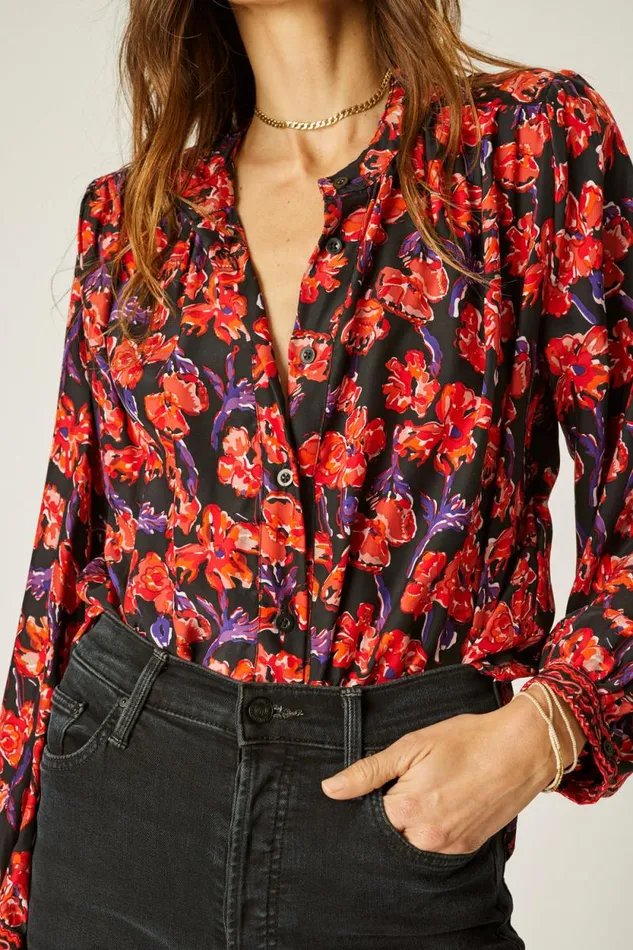 Tops Shop Natalie Martin TOLAN SHIRT Silk Watercolor Onyx