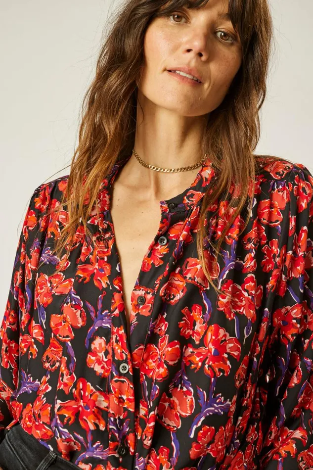 Tops Shop Natalie Martin TOLAN SHIRT Silk Watercolor Onyx