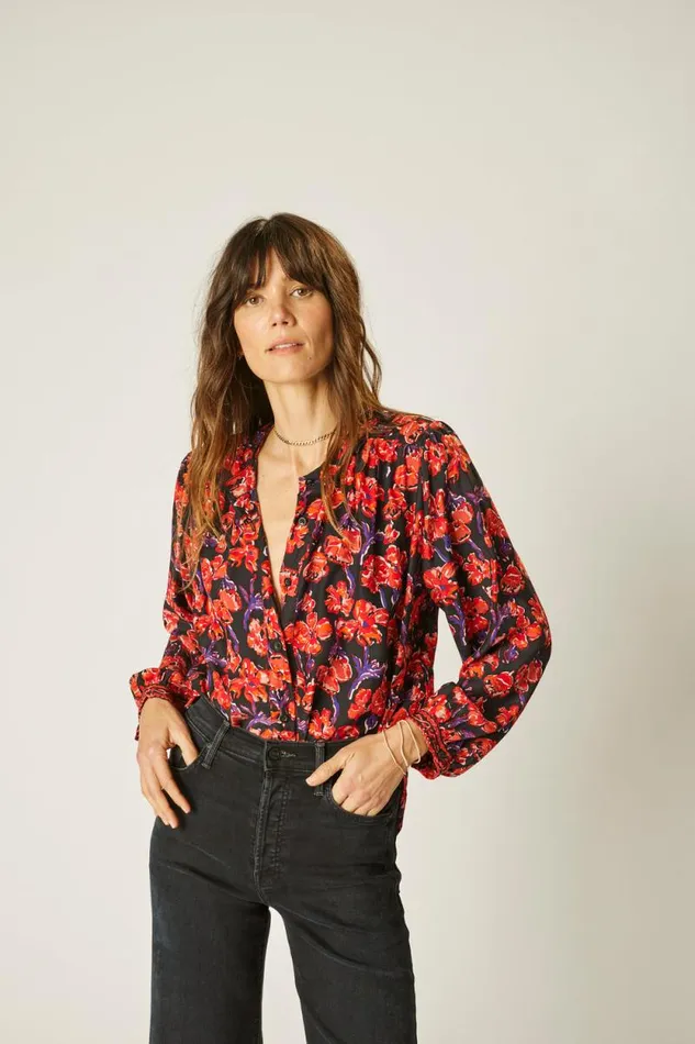 Tops Shop Natalie Martin TOLAN SHIRT Silk Watercolor Onyx