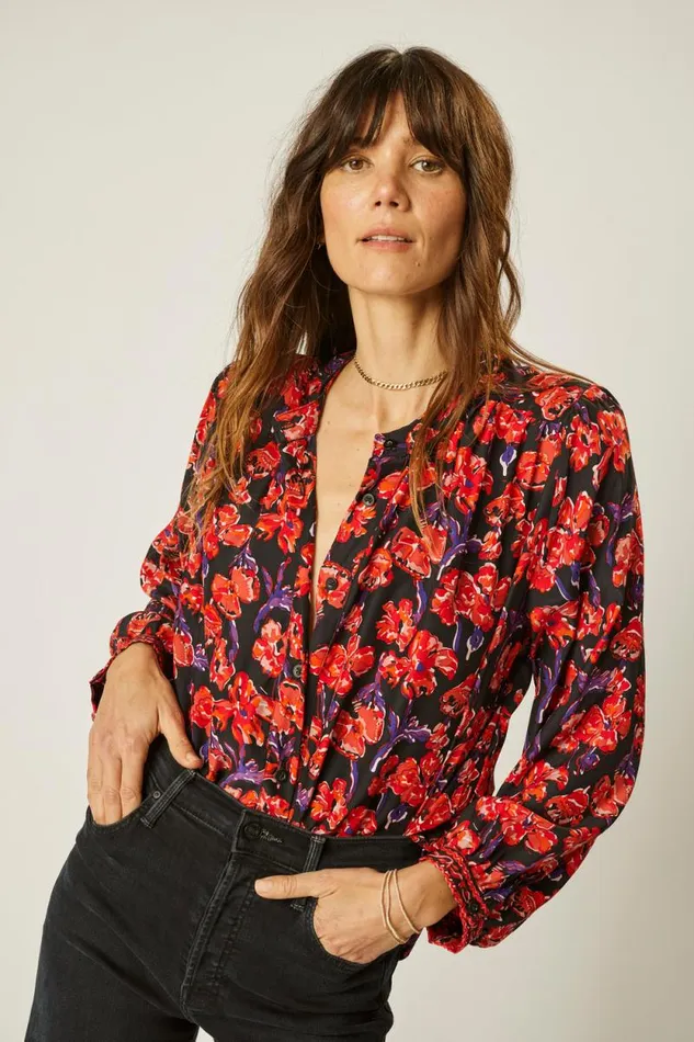 Tops Shop Natalie Martin TOLAN SHIRT Silk Watercolor Onyx