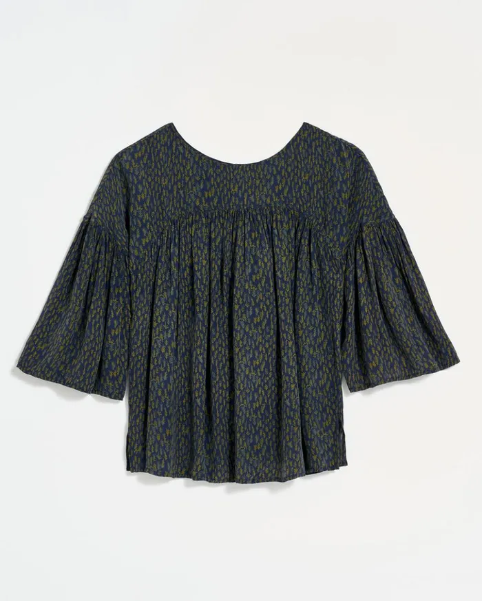 Tops Women Billy Reid Curved Yoke Blouse Navy