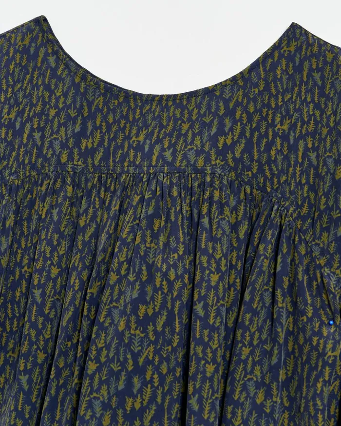 Tops Women Billy Reid Curved Yoke Blouse Navy