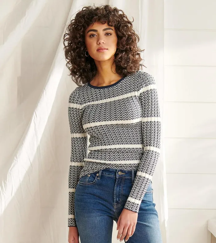 Tops Women Hatley Zig Zag Sweater 8211 Maritime