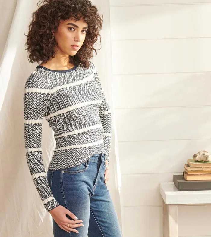 Tops Women Hatley Zig Zag Sweater 8211 Maritime
