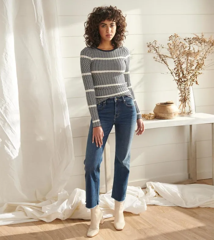 Tops Women Hatley Zig Zag Sweater 8211 Maritime