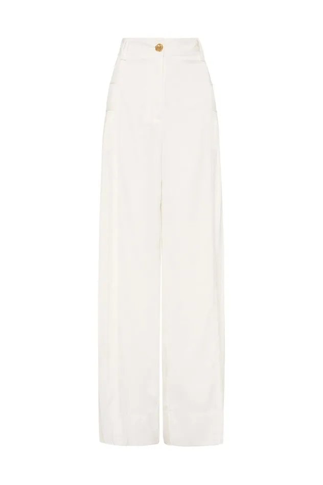 Tranquility Pleated Pant Ivory Women Aje Pants