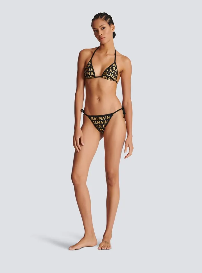 Triangle Bikini Gold Women Balmain Swimwear