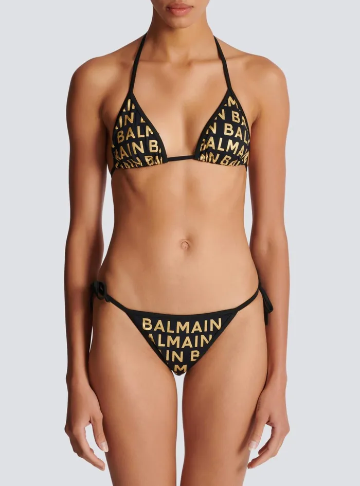 Triangle Bikini Gold Women Balmain Swimwear
