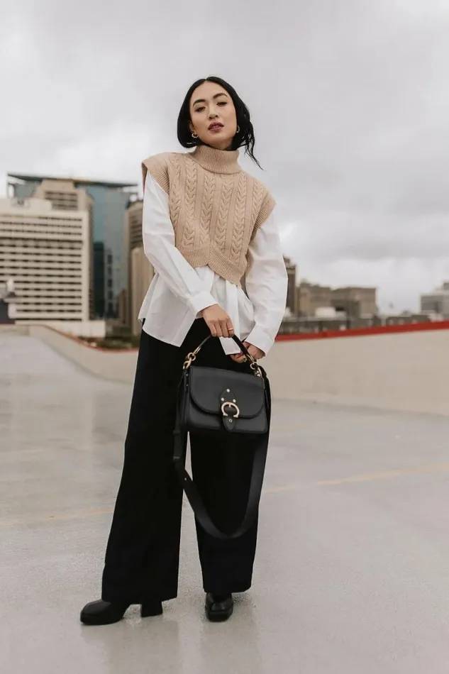 Trixie Mock Neck Sweater Oatmeal Women Bohme Tops