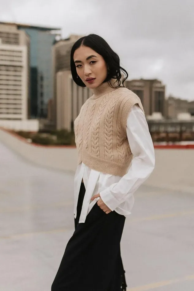 Trixie Mock Neck Sweater Oatmeal Women Bohme Tops