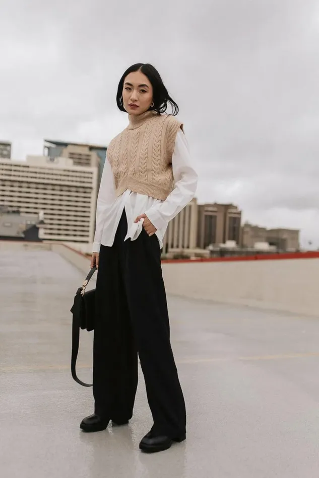 Trixie Mock Neck Sweater Oatmeal Women Bohme Tops