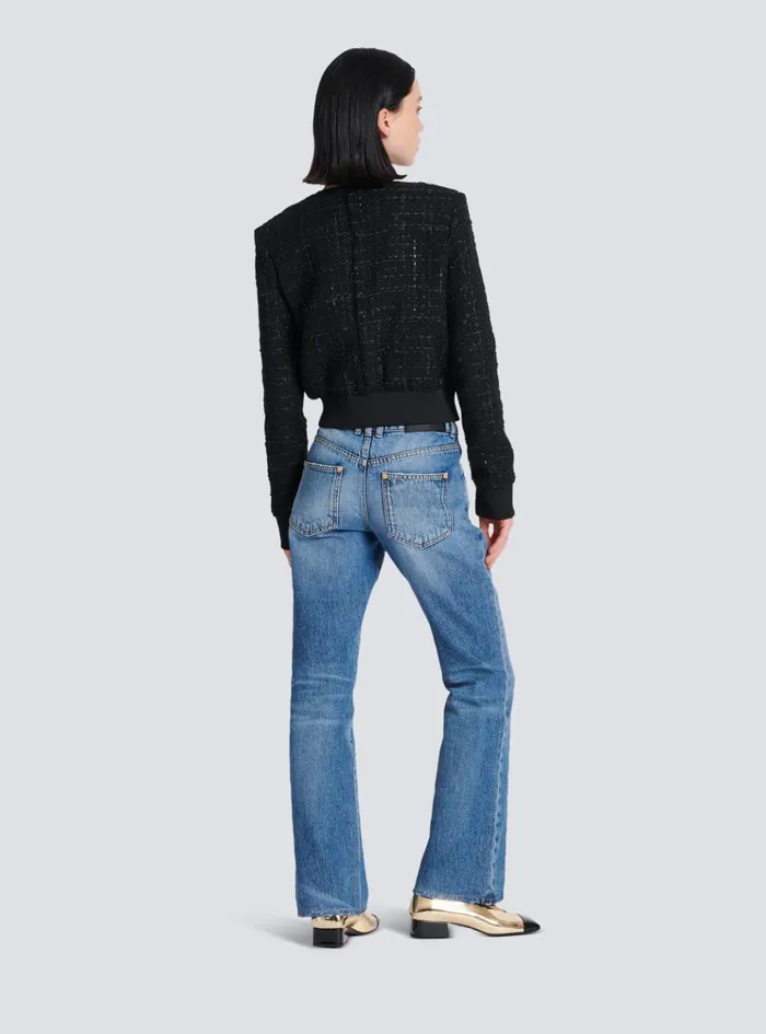 Tweed Jacket Black Women Balmain Outerwear