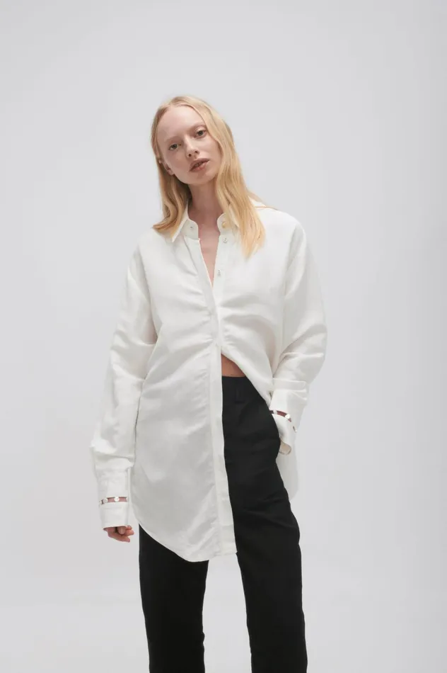 Ultralight Shirt Ivory Women Aje Tops