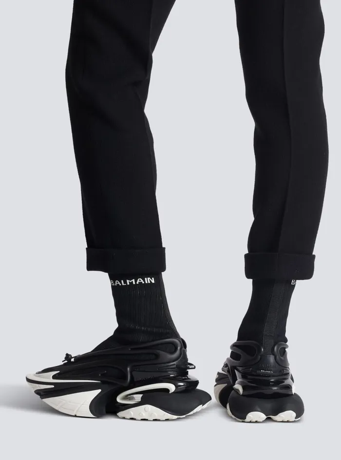 Unicorn Knit And Rubber Sneakers Black Men Balmain Sneakers