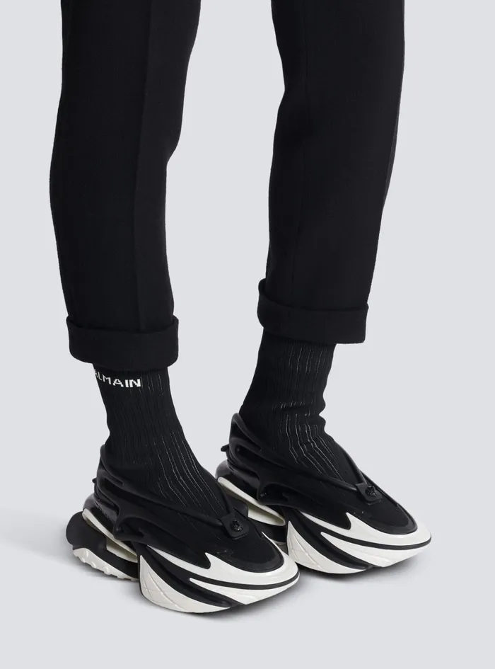 Unicorn Knit And Rubber Sneakers Black Men Balmain Sneakers