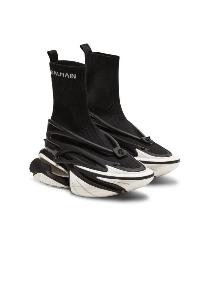 Unicorn Knit And Rubber Sneakers Black Men Balmain Sneakers
