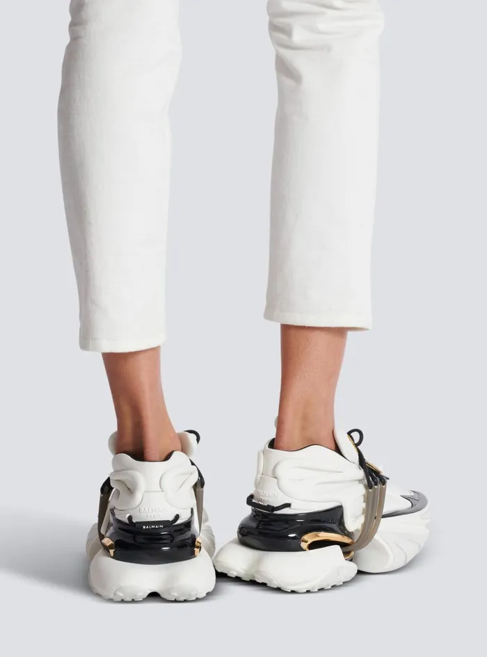 Unicorn Low Sneakers In Neoprene And Calfskin White Women Balmain Sneakers