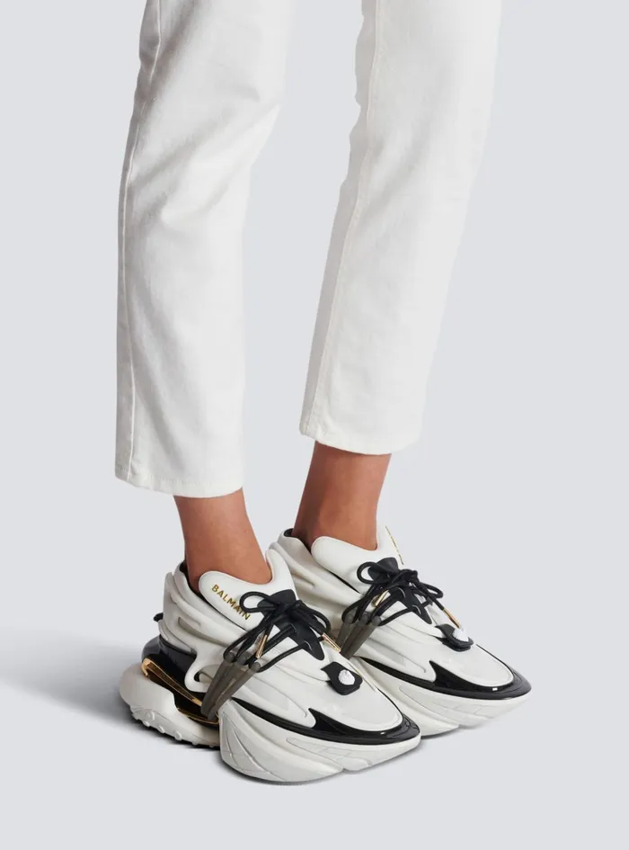 Unicorn Low Sneakers In Neoprene And Calfskin White Women Balmain Sneakers