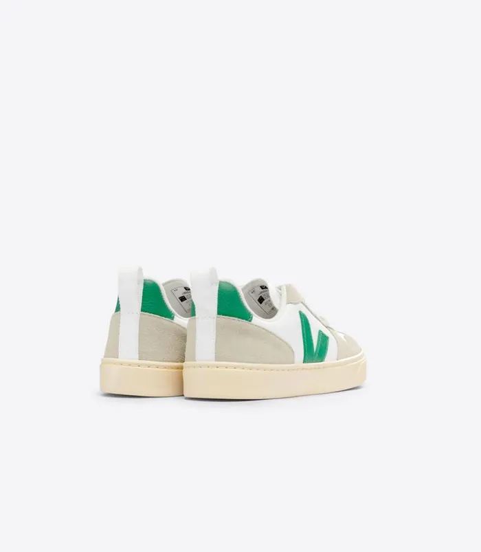 VEJA V10 Kids V10 LEATHER WHITE EMERAUDE ALMOND