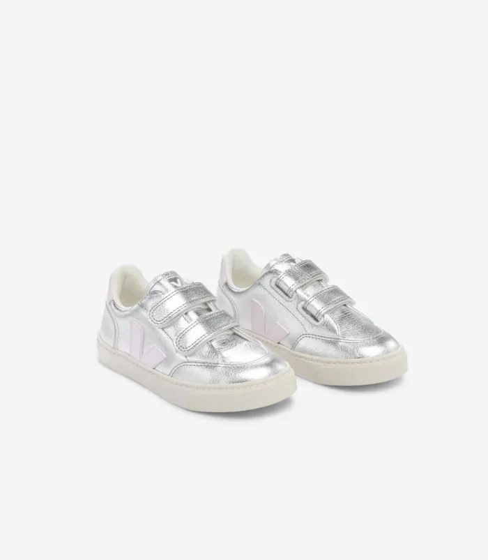 VEJA V12 Kids V12 LEATHER SILVER LASSI
