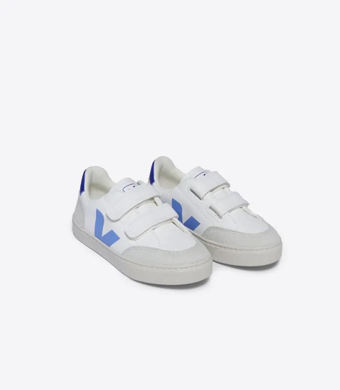 VEJA V12 Kids V12 LEATHER WHITE AQUA PAROS