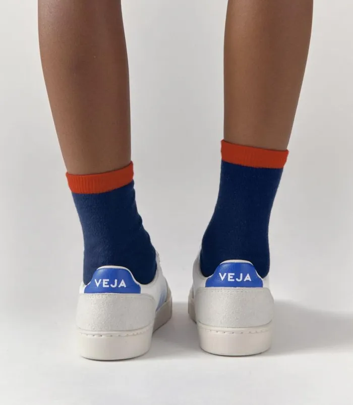 VEJA V12 Kids V12 LEATHER WHITE AQUA PAROS