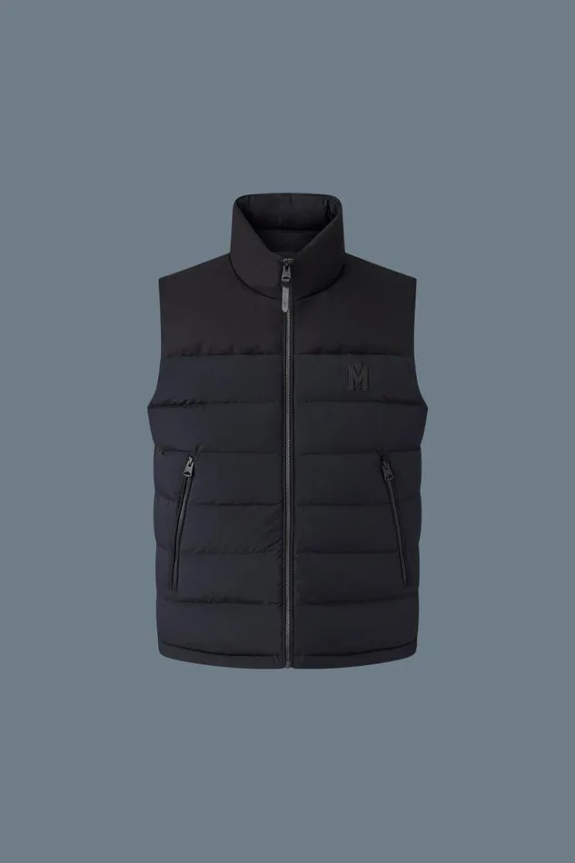 Vests Men Mackage BOBBIE Agile360 Stretch Light Down Vest With Stand Collar Black