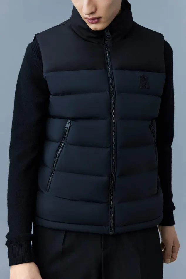 Vests Men Mackage BOBBIE Agile360 Stretch Light Down Vest With Stand Collar Black Vests Men Mackage BOBBIE Agile360 Stretch Light Down Vest With Stand Collar Black