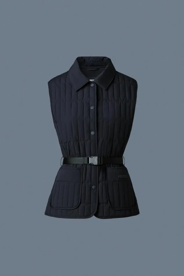 Vests Women Mackage HELIA Light Down Vertical Quilted Vest Black