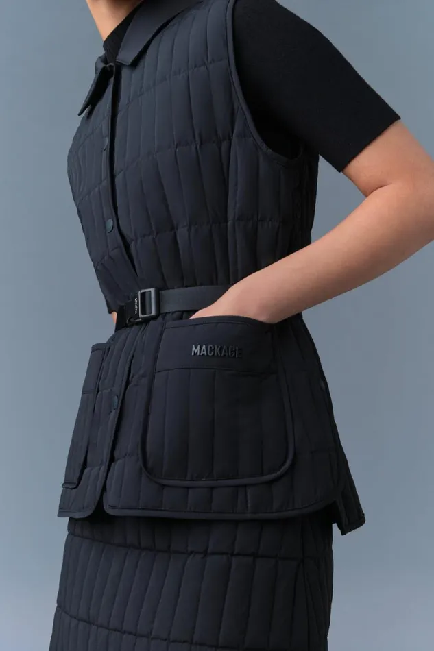Vests Women Mackage HELIA Light Down Vertical Quilted Vest Black