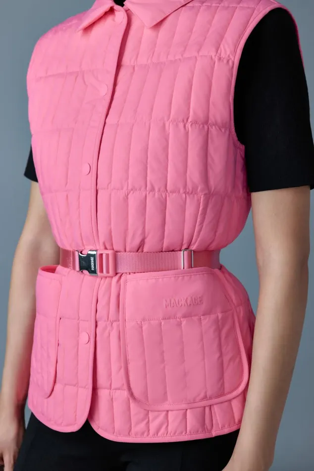 Vests Women Mackage HELIA Light Down Vertical Quilted Vest Black