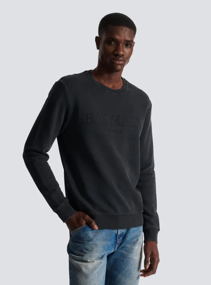 Vintage Sweatshirt Grey Men Balmain Sweatshirts