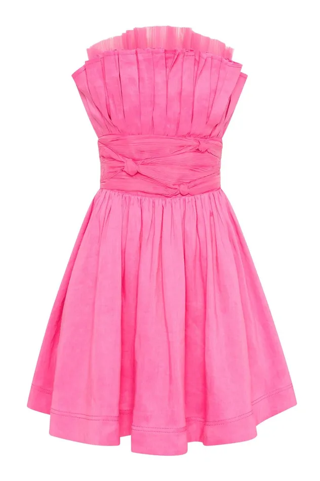 Whisper Layered Mini Dress Brilliant Pink Women Aje Pink Dresses
