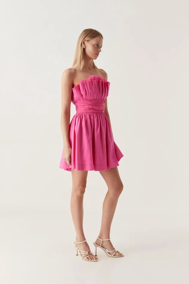 Whisper Layered Mini Dress Brilliant Pink Women Aje Pink Dresses